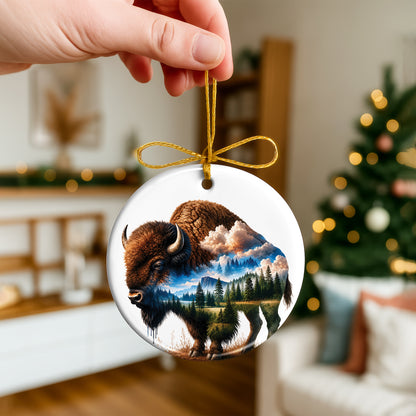 Native Bison Spirit Christmas Ornament – Indigenous-Inspired Decor