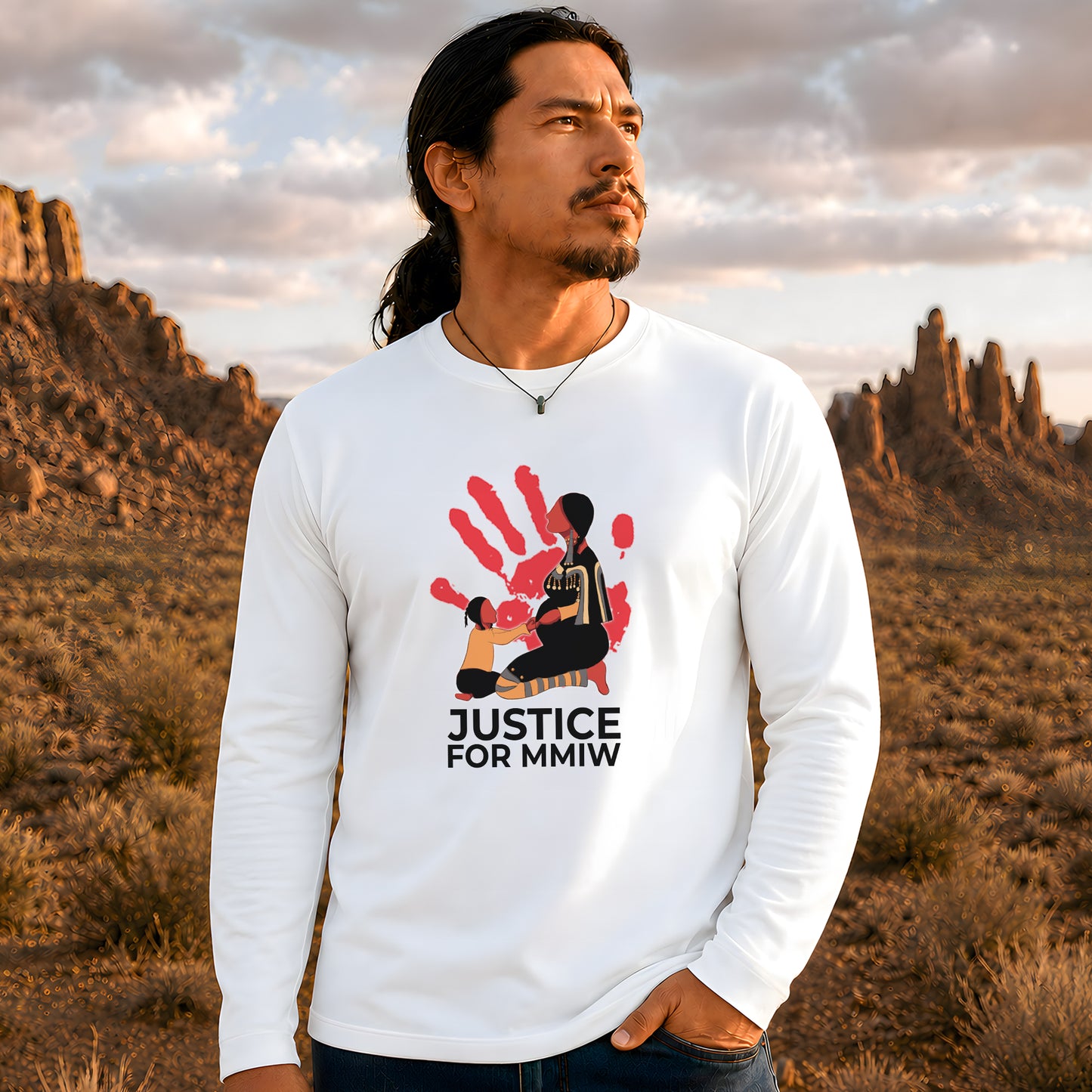 Justice For MMIW Red Handprint Unisex Long Sleeve