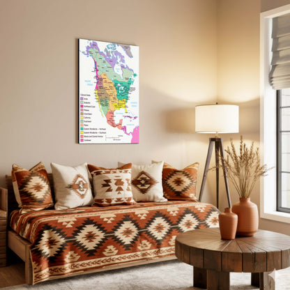 Native American Cultural Regions Map - Indigenous North America Tribes Poster