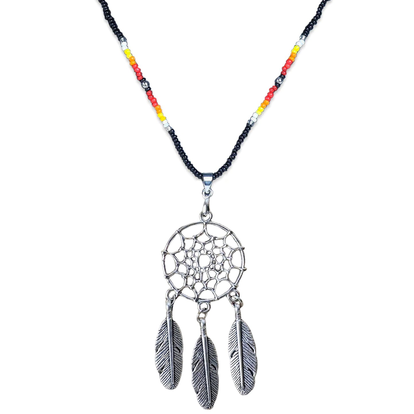 SALE 50% OFF - Long Silver Dreamcatcher Dark Blue Handmade Beaded Necklace For Women Native American Style