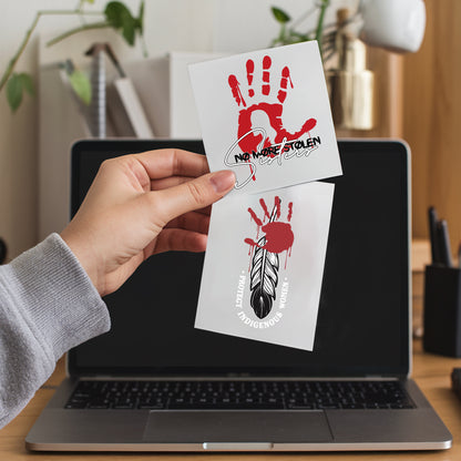 No More Stolen Sisters Red Hand Decal - MMIW Awareness