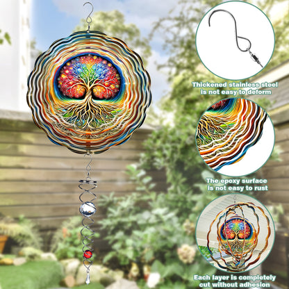 Colorful Tree Of Life Synthetic Wind Spinner