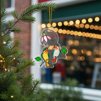 Hummingbird Acrylic Ornament, Stained Glass Christmas Decor