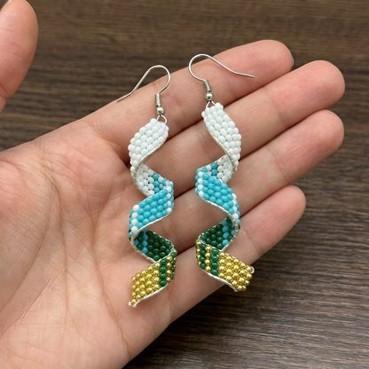 Sacred Spiral Handmade Beaded Drop Turquoise Earring