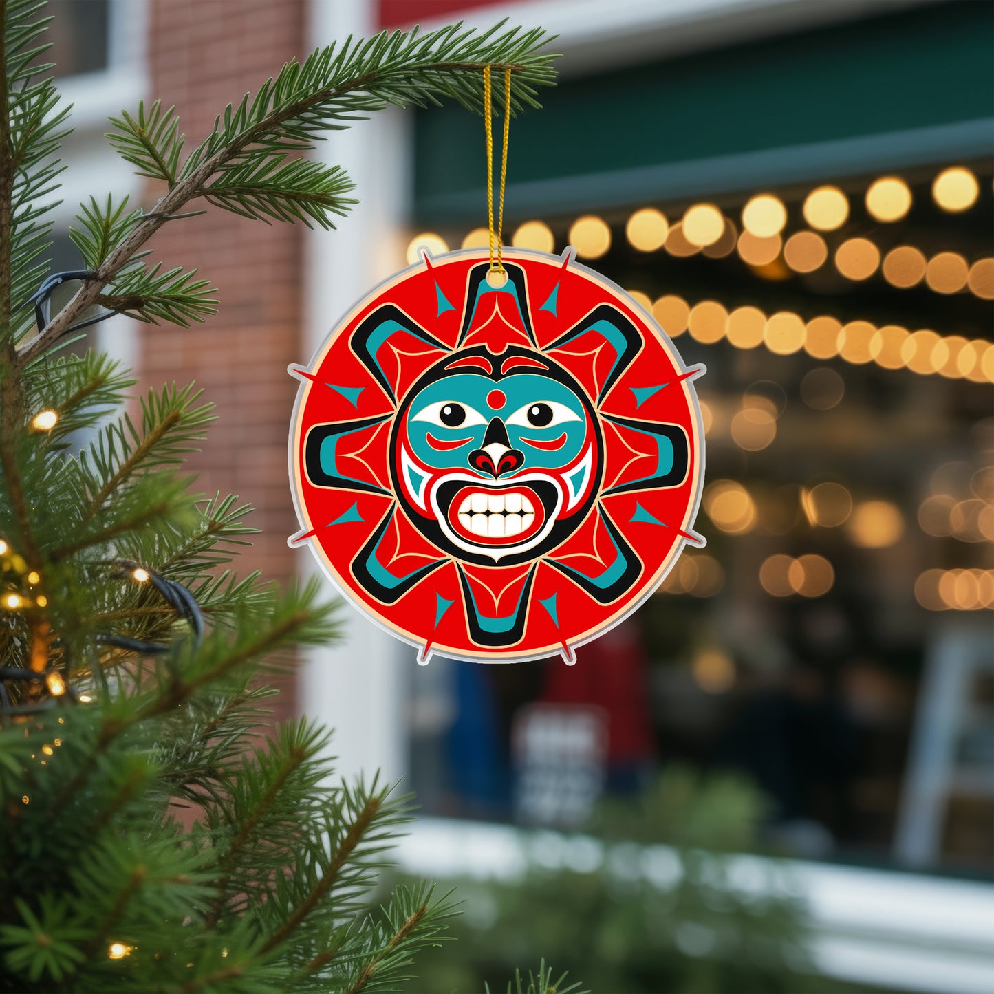 Sun Spirit Acrylic Ornament, Indigenous Inspired Art, Meaningful Holiday Decor