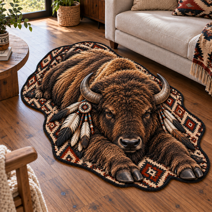 Native American Style Wildlife 3D Illusion Area Rug Home Decor
