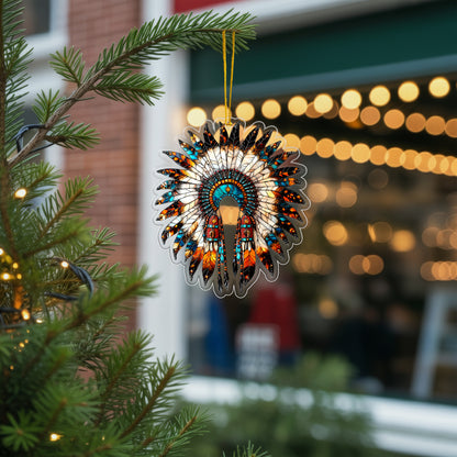 Feather Headdress Acrylic Christmas Ornament - Holiday Decor