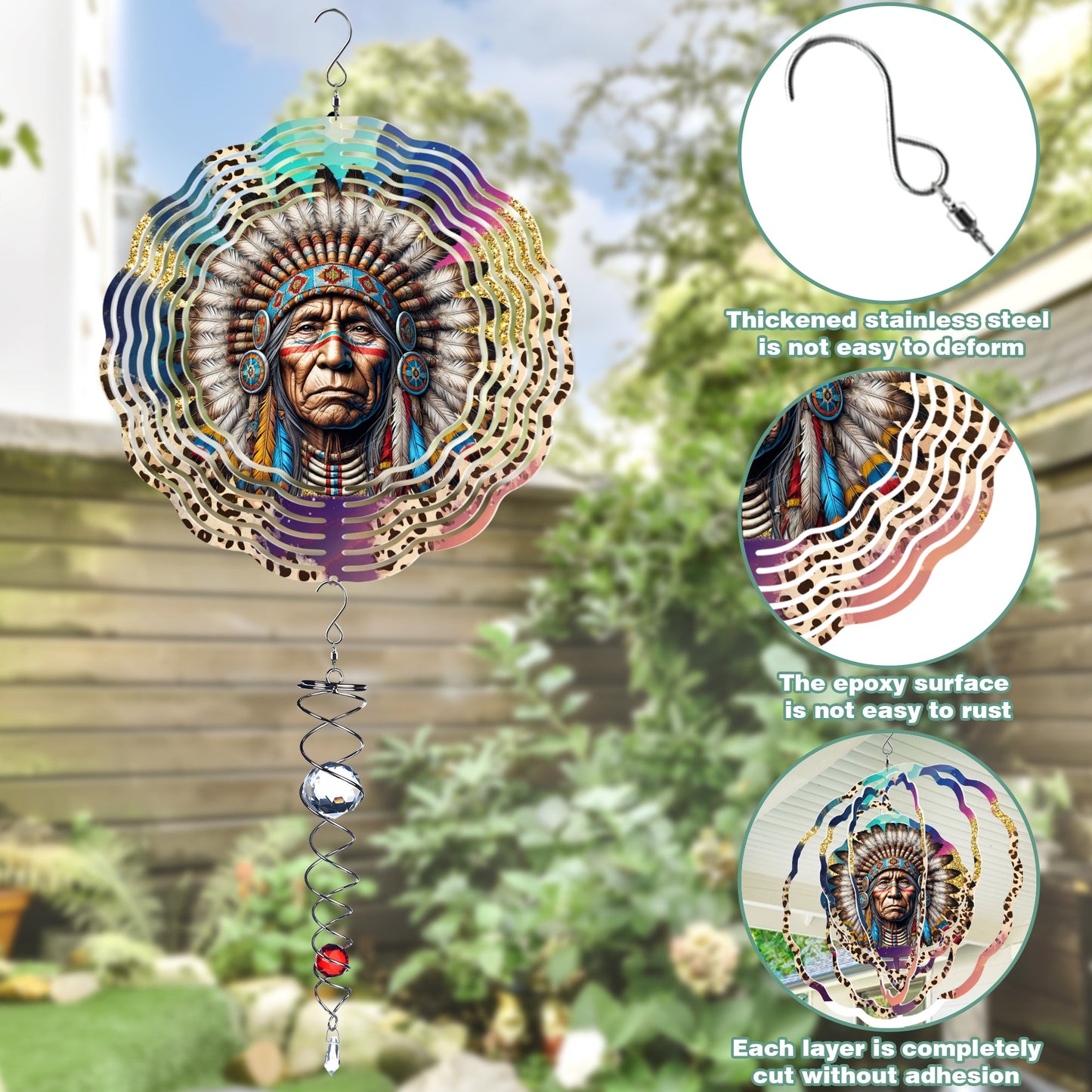 Native American Chief Wind Spinner