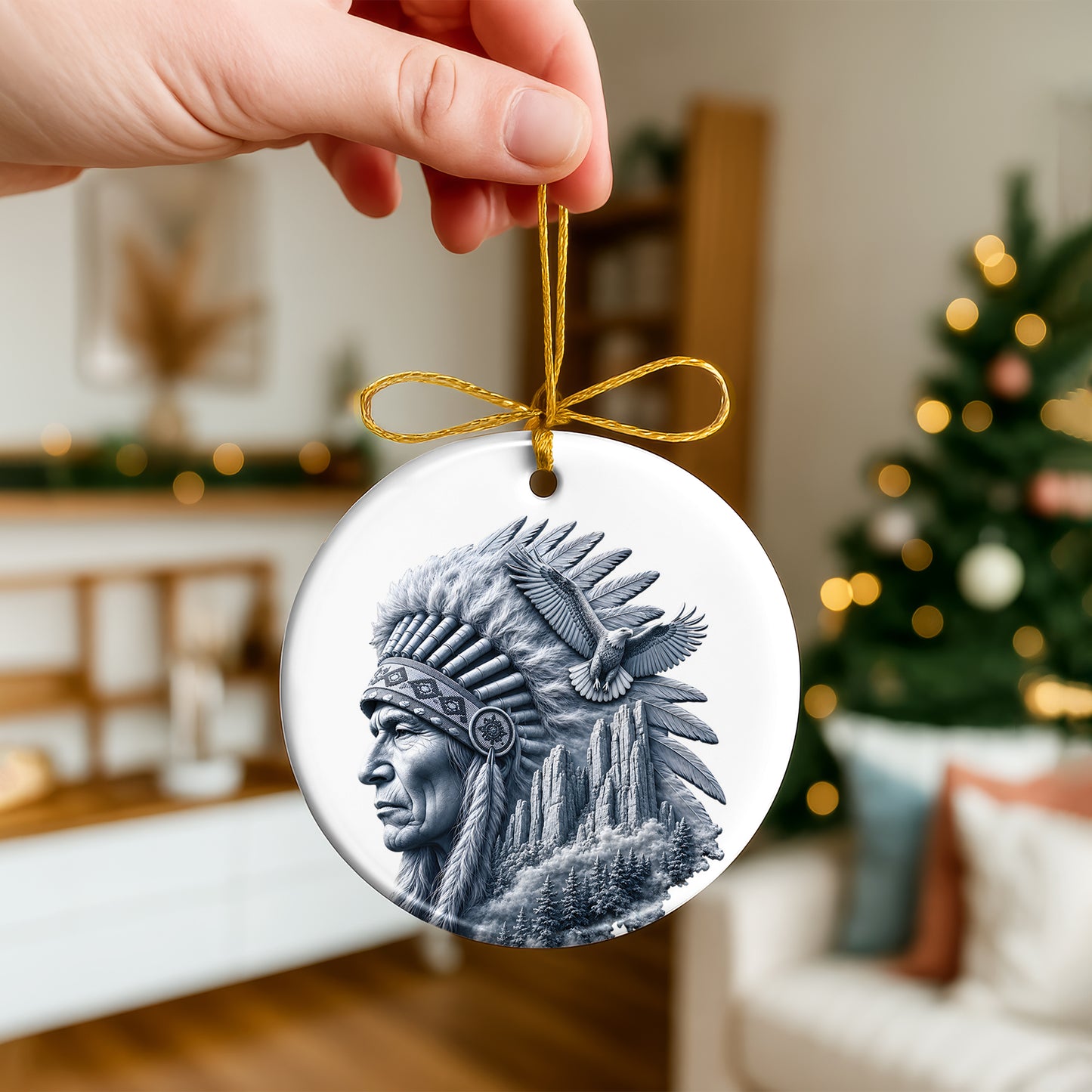 Keeper of the Mountain Eagle Native Christmas Ornament – Indigenous Heritage-Inspired Holiday Decor