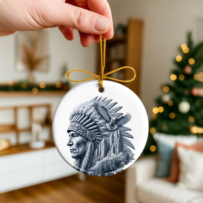 Keeper of the Mountain Eagle Native Christmas Ornament – Indigenous Heritage-Inspired Holiday Decor