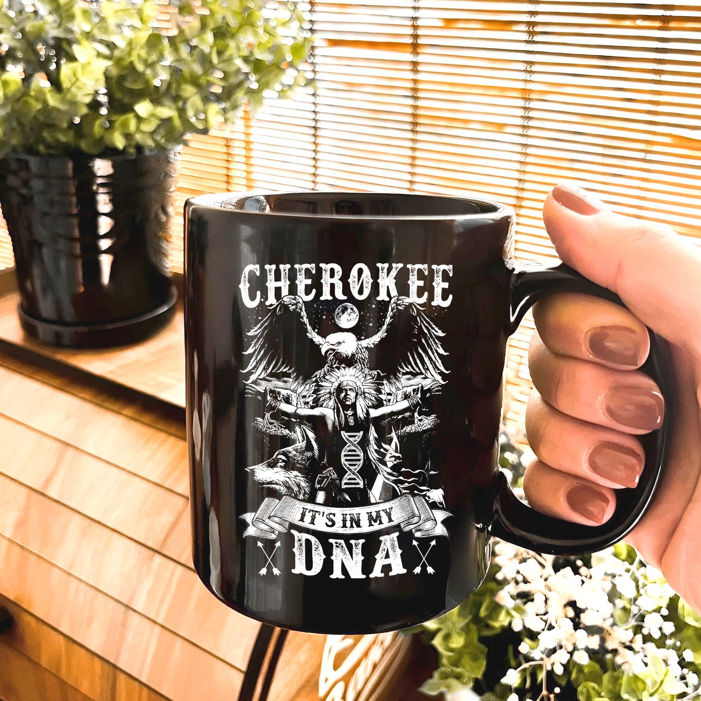 Cherokee It's In My DNA Black&White Ceramic Coffee Mug 10B