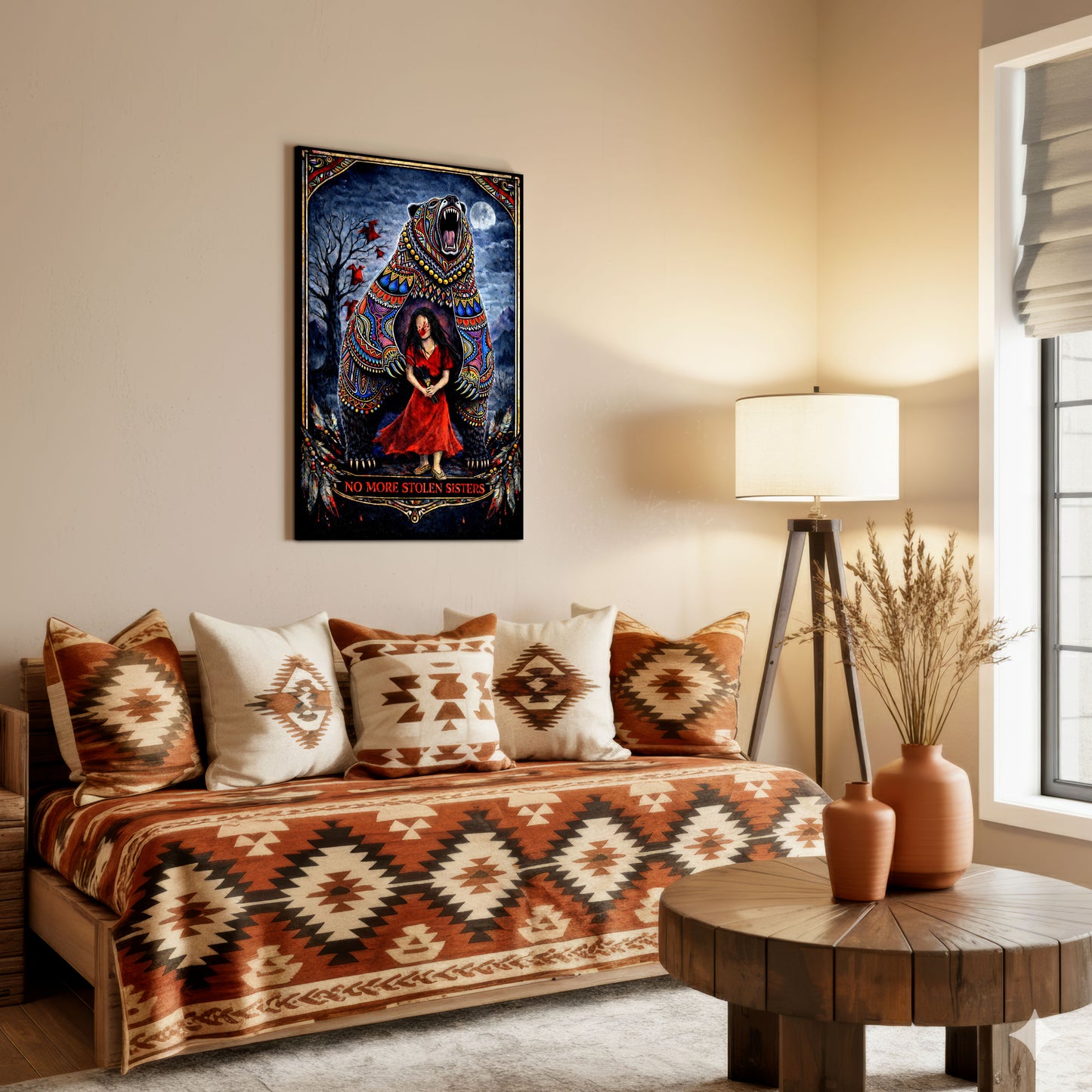 No More Stolen Sisters - Native American Bear & MMIW Awareness Art Poster/Canvas