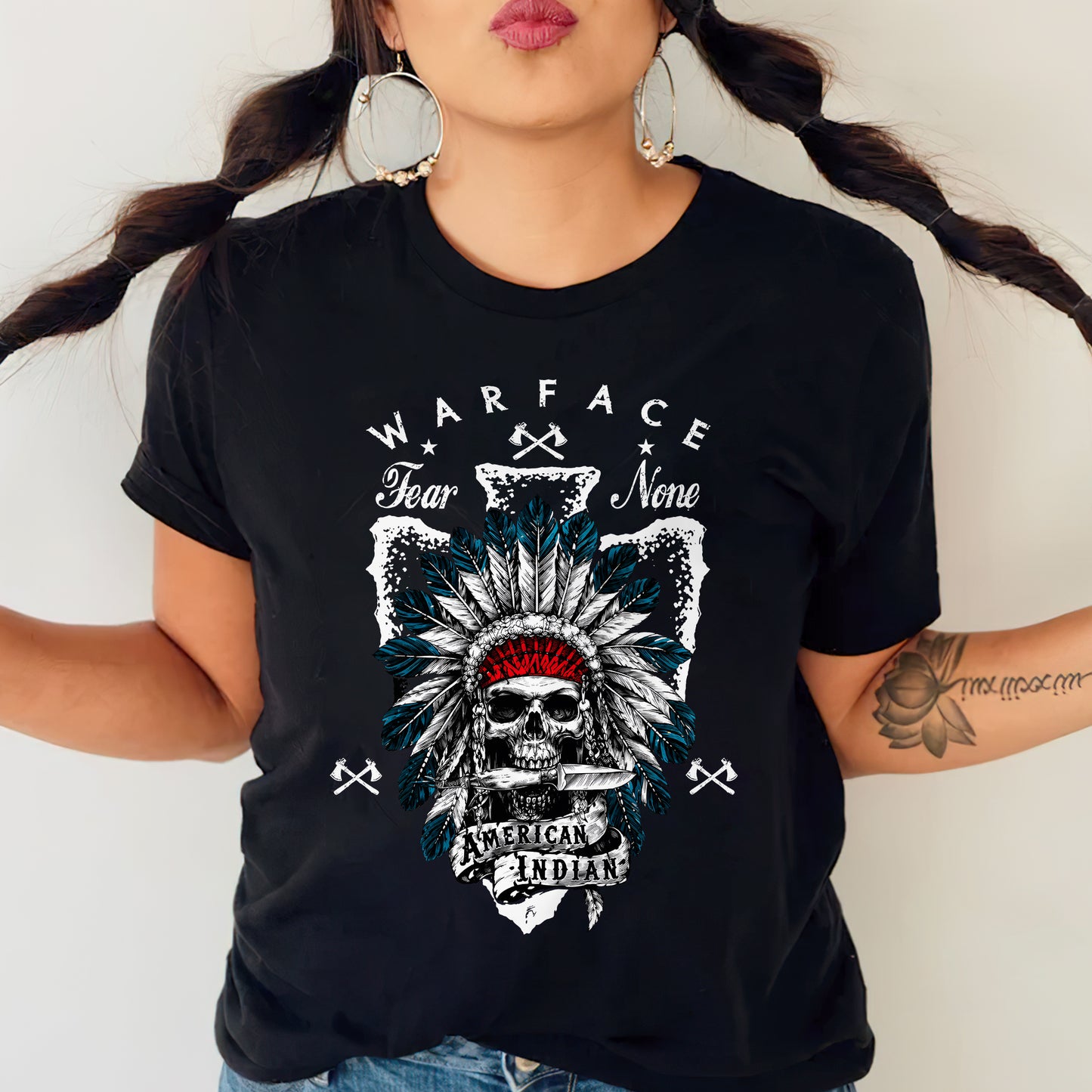 War Face Fear None Native American Warrior Unisex T-shirt/V-neck T-shirt /Hoodie/Sweatshirt