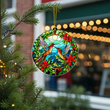 Native Hummingbird Stained Glass Acrylic Christmas Ornament