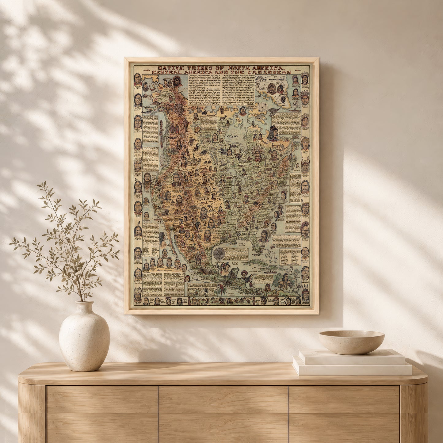 Native Tribes of North American central America and the Caribbean Maps Poster