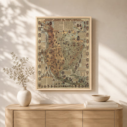 Native Tribes of North American central America and the Caribbean Maps Poster