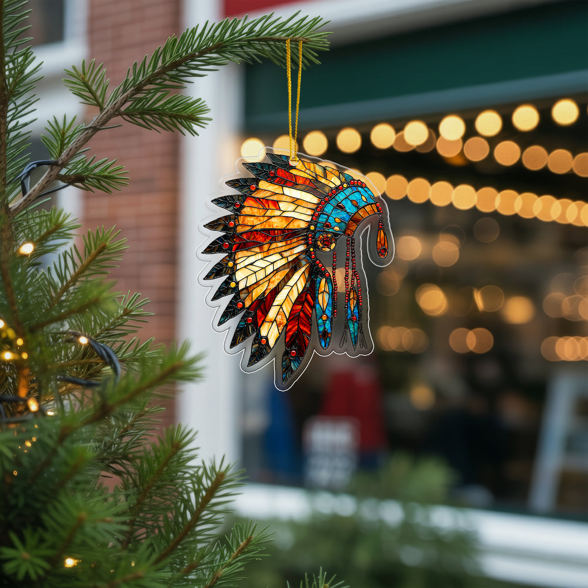 Stained Glass Feather Acrylic Ornament - Christmas Tree Decor