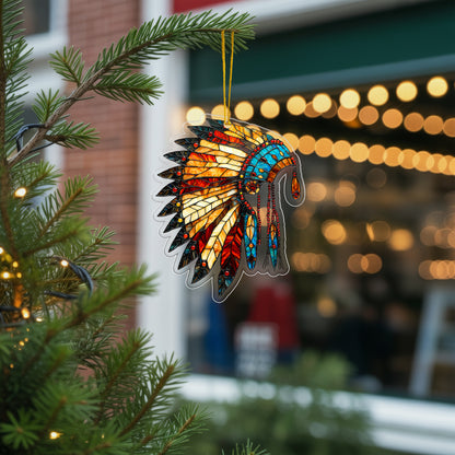 Stained Glass Feather Acrylic Ornament - Christmas Tree Decor