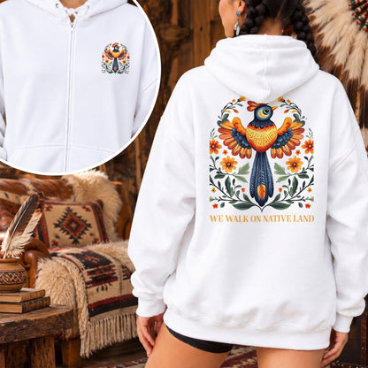 No One Is Illegal On Stolen Land  - Two Sides Unisex Hoodie Zip