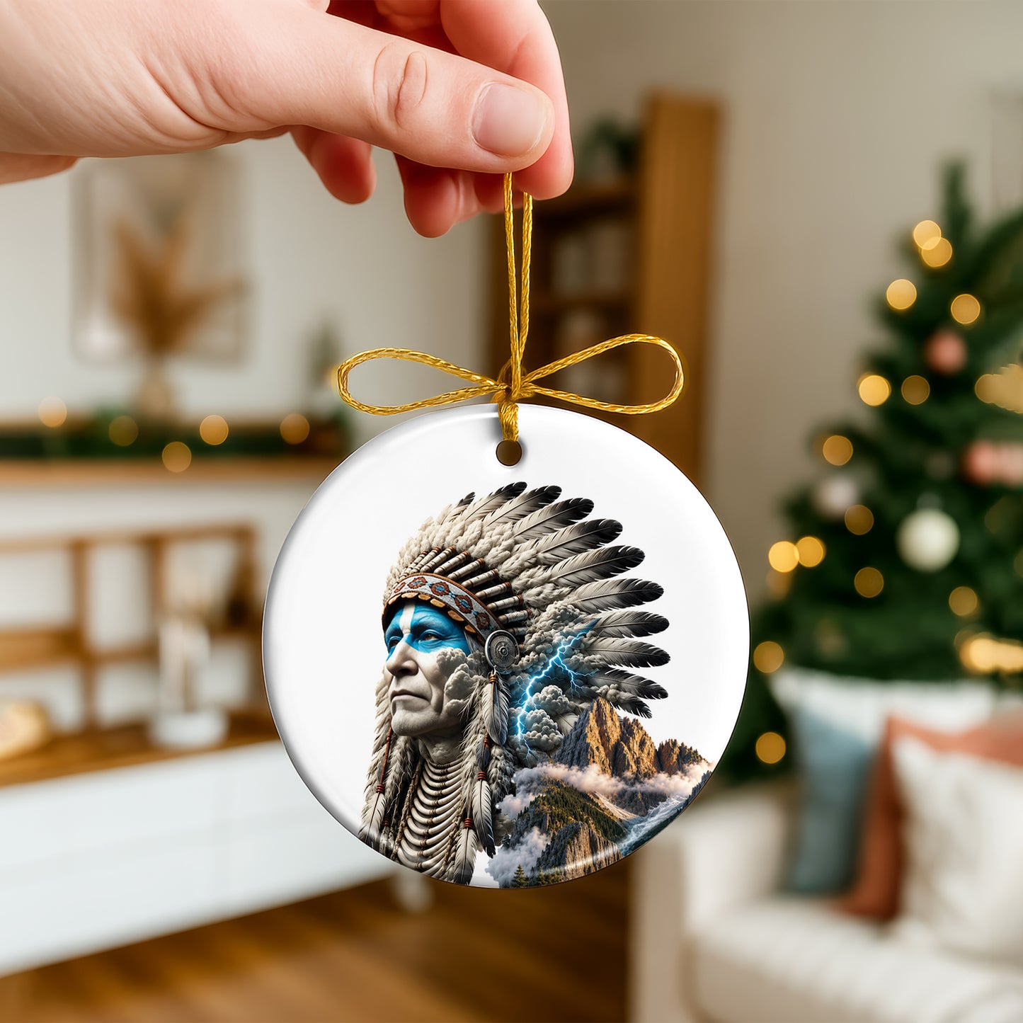 Echoes of Ancestral Land Native Christmas Ornament – Heritage-Inspired Mountain Holiday Decor
