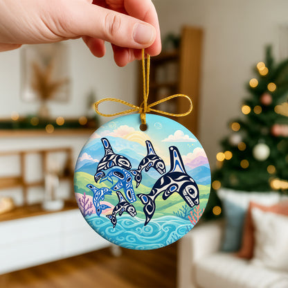 Orca Ceramic Ornament – Pacific Northwest Indigenous Art Christmas Tree Decor