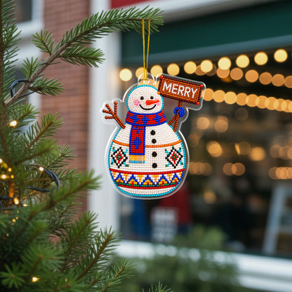 Beaded Style Snowman Acrylic Christmas Ornament, Holiday Gift