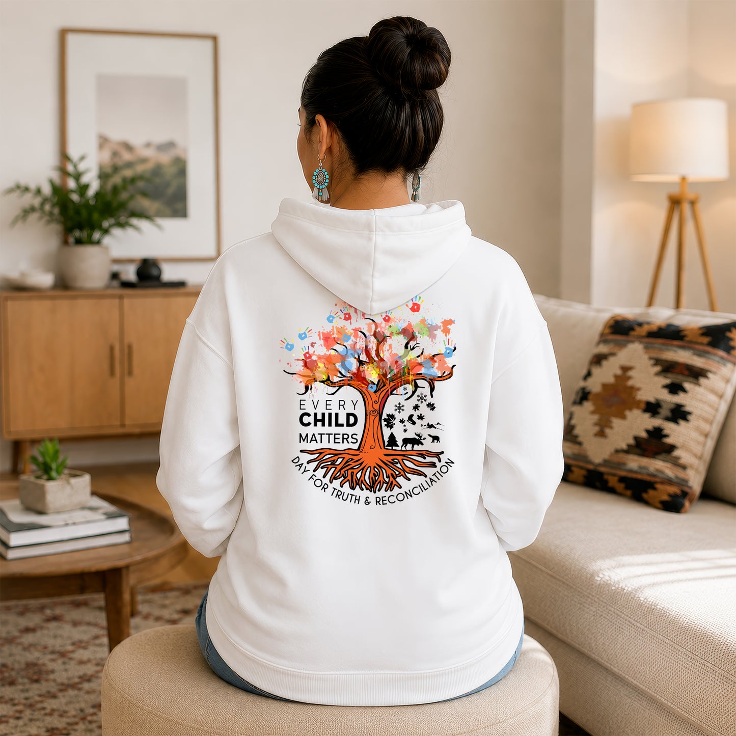 Every Child Matters Handprint Tree For Orange Shirt Day - Two sides - Unisex T-shirt/V-neck T-shirt/Hoodie/Sweatshirt