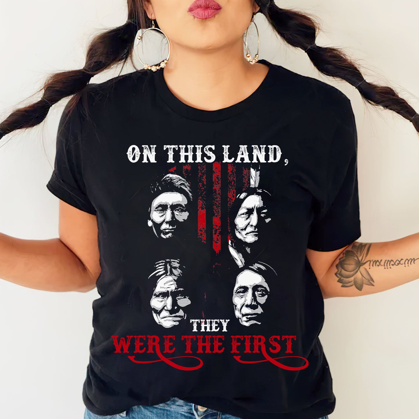 "On This Land, They Were the First" Native American Chiefs - Indigenous Heritage Unisex T-Shirt/T-Shirt V-Neck/Hoodie/Sweatshirt