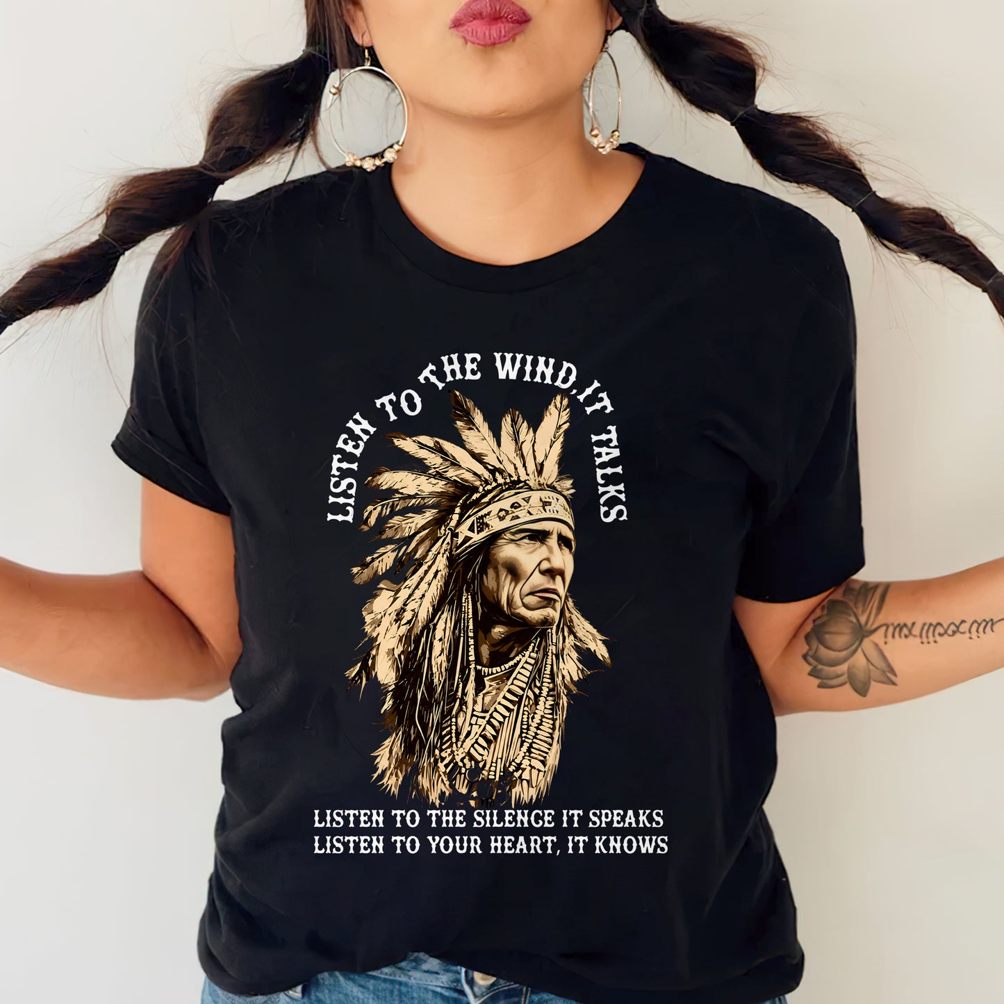 Listen to the Wind Native American Unisex T-shirt/V-neck T-shirt /Hoodie/Sweatshirt