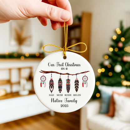 Personalized Native Family Ceramic Ornament - Custom Name