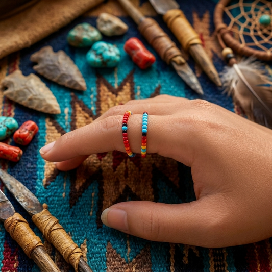 Handmade Beaded Colorful Seed Bead Stackable Rings