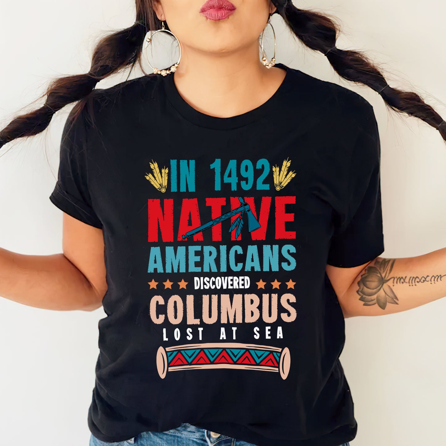 1492 Native Americans Discovered Columbus Unisex T-Shirt/T-Shirt V-Neck/Hoodie/Sweatshirt