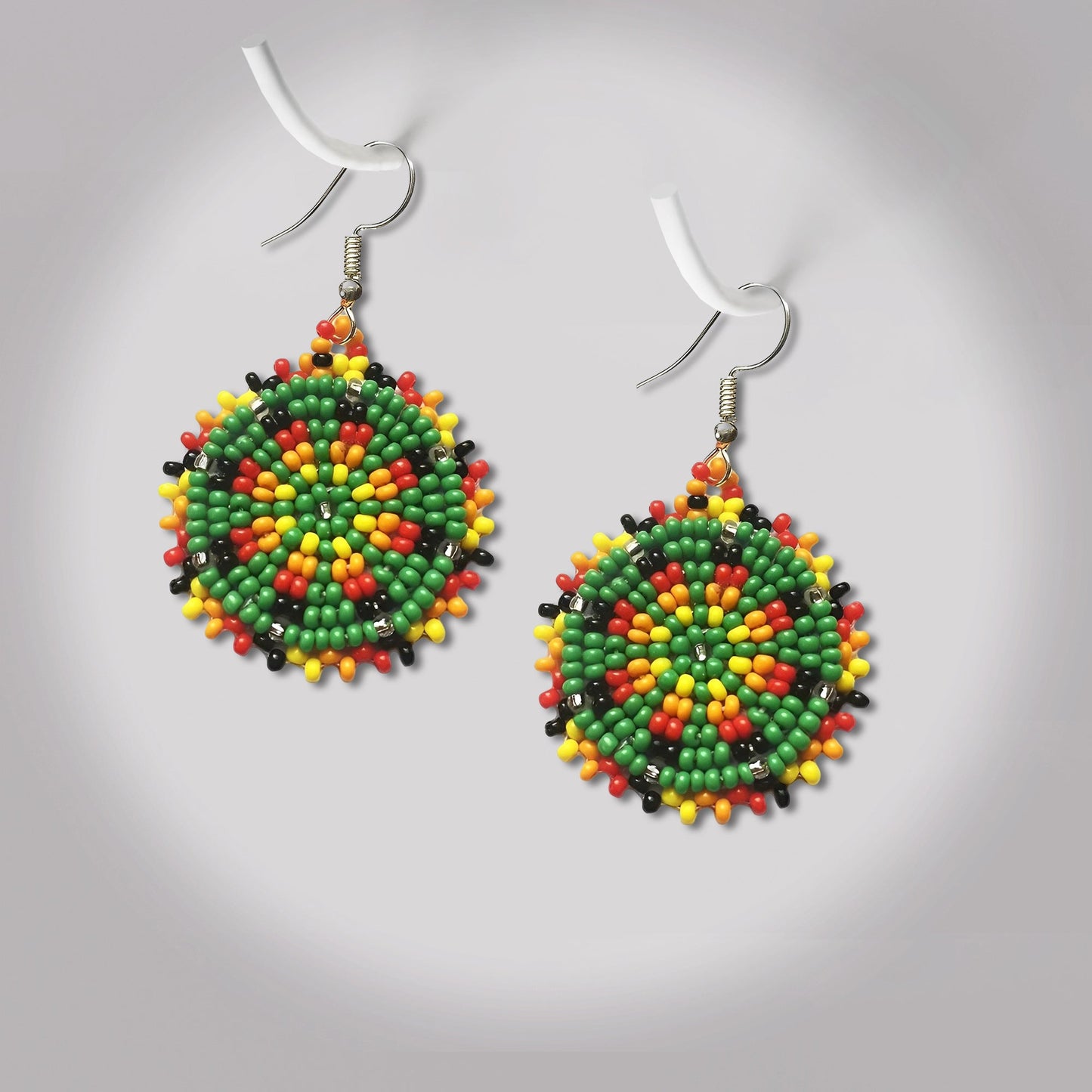 Cute Round Green Beaded Handmade Earrings For Women