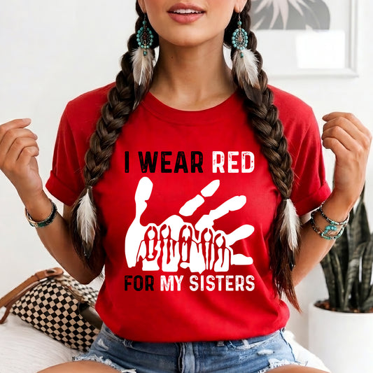 MMIW I Wear Red For My Sister Red Hand Unisex T-shirt/Hoodie/Sweatshirt