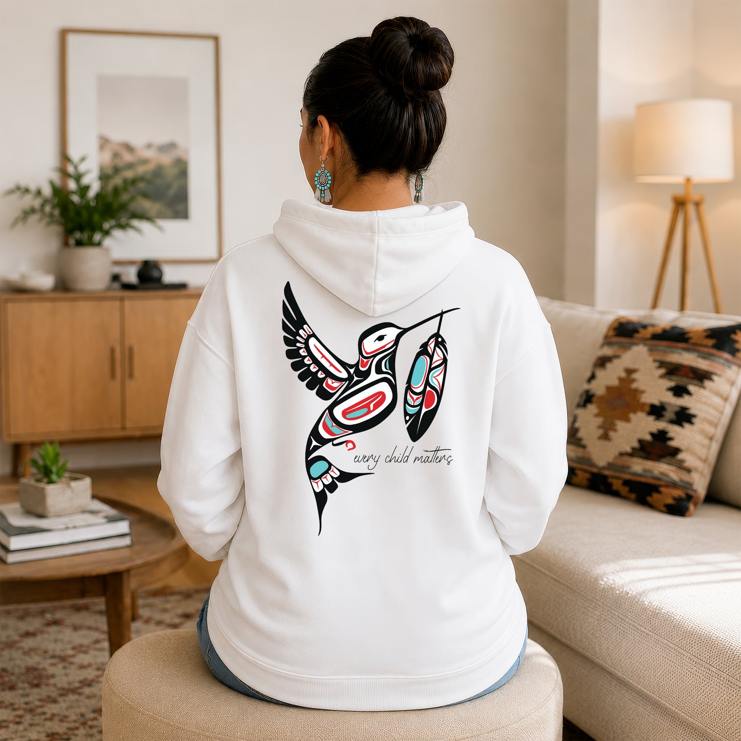 Every Child Matters Hummingbird With Feather Design - Two sides - Unisex T-shirt/V-neck T-shirt/Hoodie/Sweatshirt
