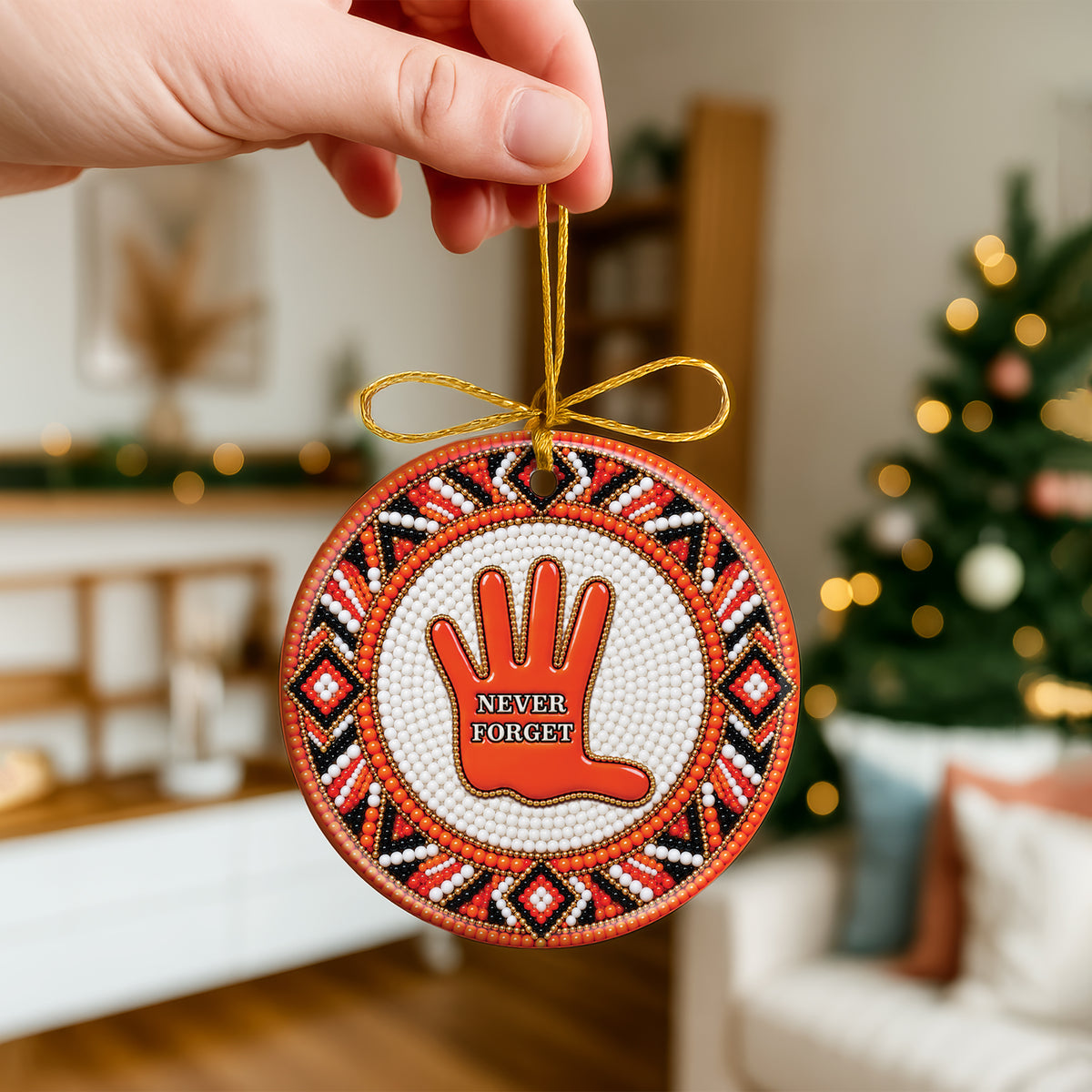 Never Forget Handprint Ceramic Ornament - Every Child Matters Gift Decor