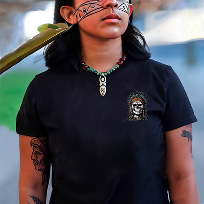 Native Inspired War Chief Skull Fear None Wild Free- Two sides - Unisex T-Shirt/T-Shirt V-Neck/Hoodie/Sweatshirt