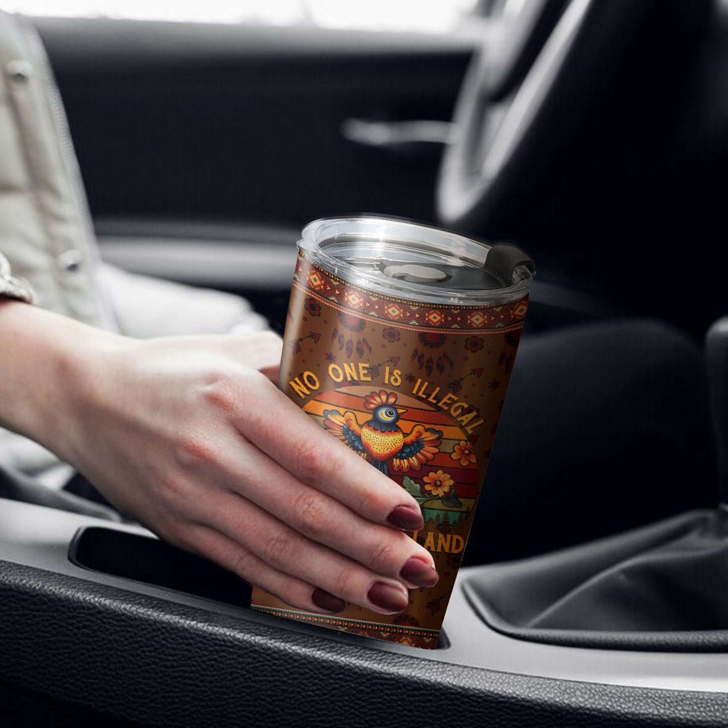 No One Is Illegal on Stolen Land Tumbler Stainless Steel Drinking Cup