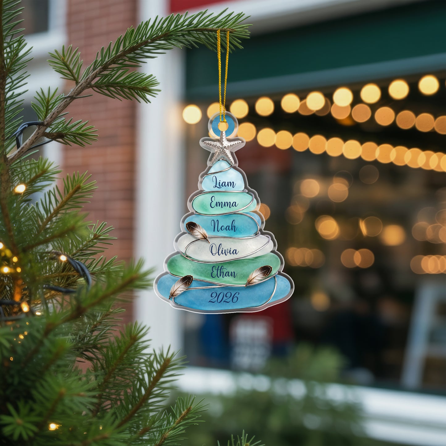 Personalized Family Tree Acrylic Ornament, Custom Names Christmas Keepsake Gift