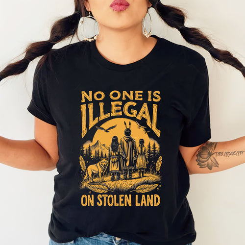 No One Is Illegal Bold Gold Graphic Unisex T-Shirt/T-Shirt V-Neck/Hoodie/Sweatshirt