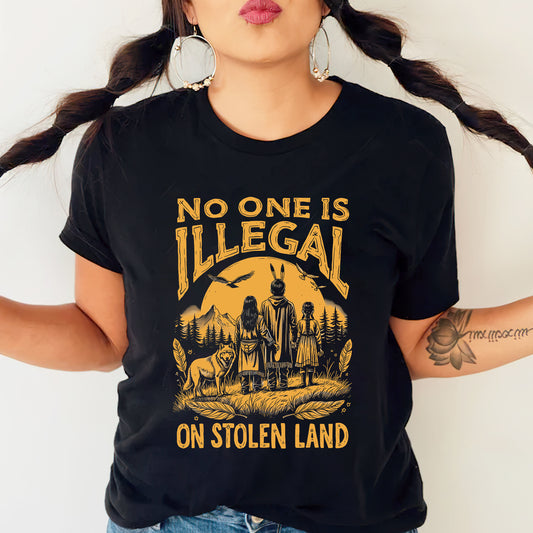 No One Is Illegal Bold Gold Graphic Unisex T-Shirt/T-Shirt V-Neck/Hoodie/Sweatshirt