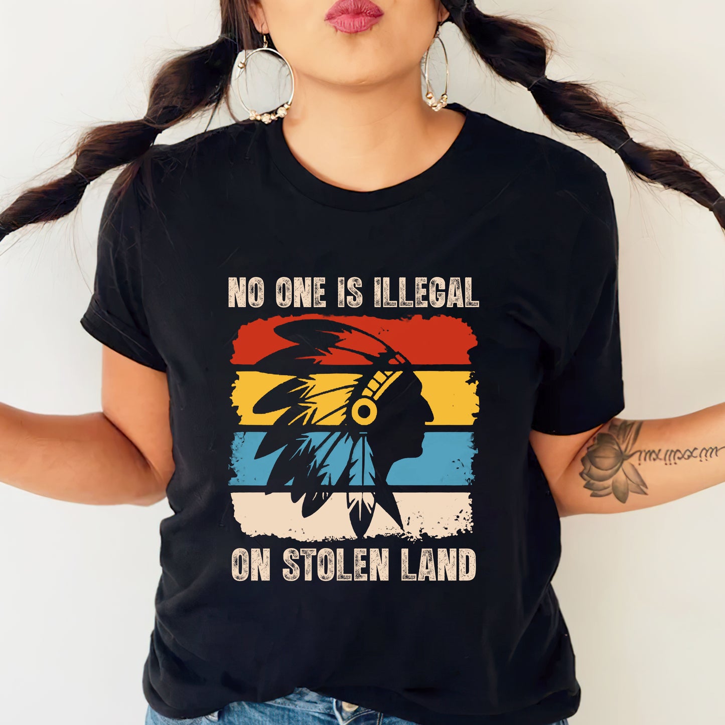 No One Is Illegal On Stolen Land - Native Land Unisex T-Shirt/Hoodie/V-Neck/Sweatshirt