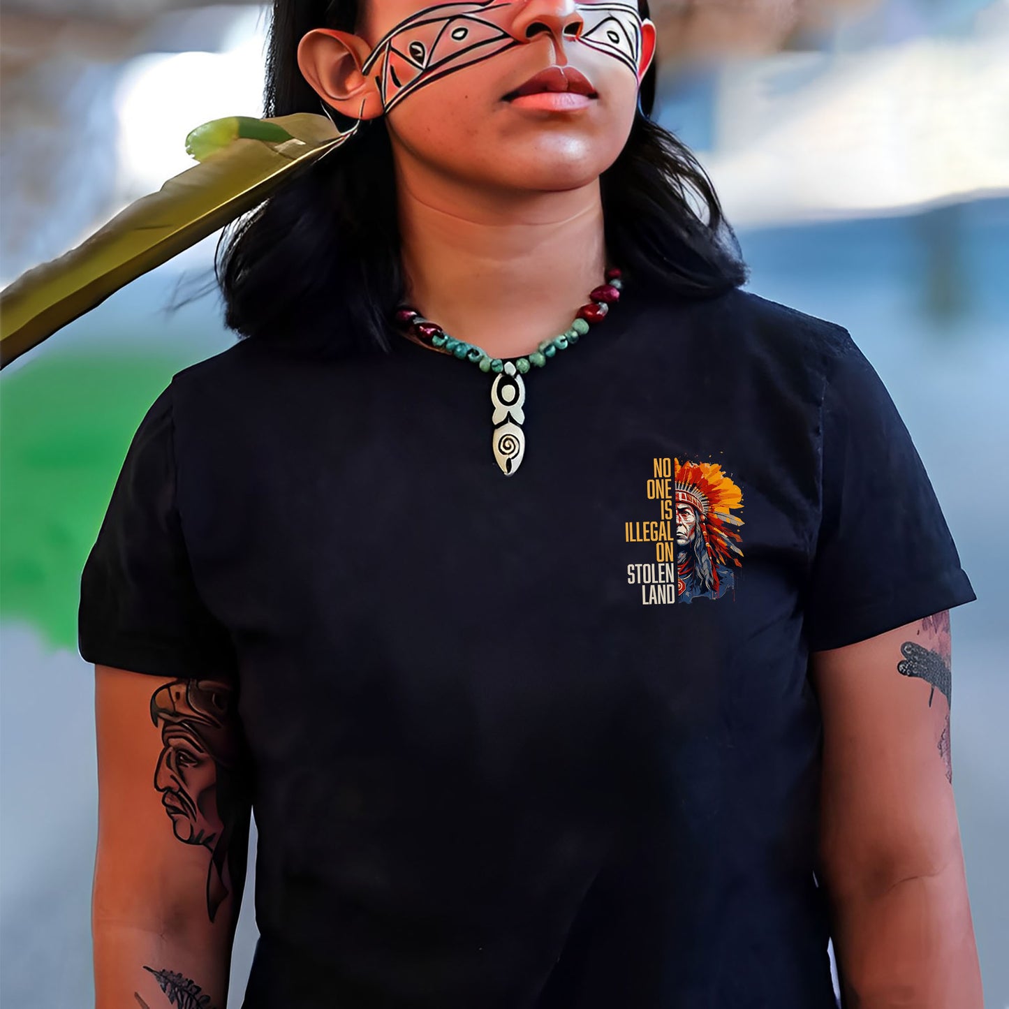 No One Is Illegal On Stolen Land - Two Sides - Unisex T-Shirt/T-Shirt V-Neck/Hoodie/Sweatshirt