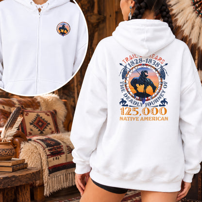 Trail of Tears Memorial - 125,000 Native Americans Lost - Two Sides Unisex Hoodie Zip