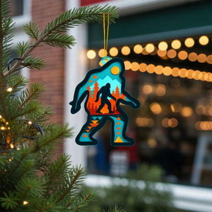 Bigfoot Ornament - Native American Inspired Holiday Decor in Flat Acrylic