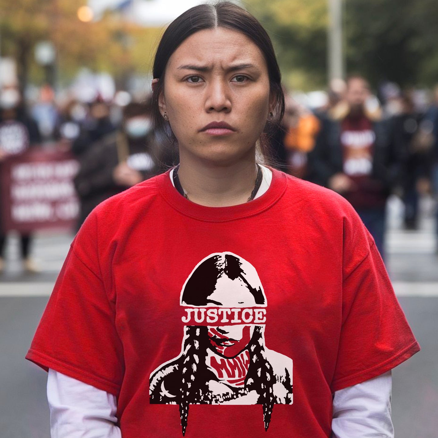 Justice For MMIW Red T-Shirt - Indigenous Women Awareness Unisex T-Shirt/T-Shirt V-Neck/Hoodie/Sweatshirt