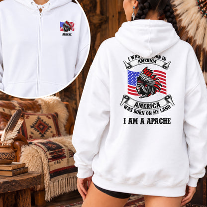 I Am Native - America Was Born On My Land - Custom Tribe - Two Sides Unisex Hoodie Zip