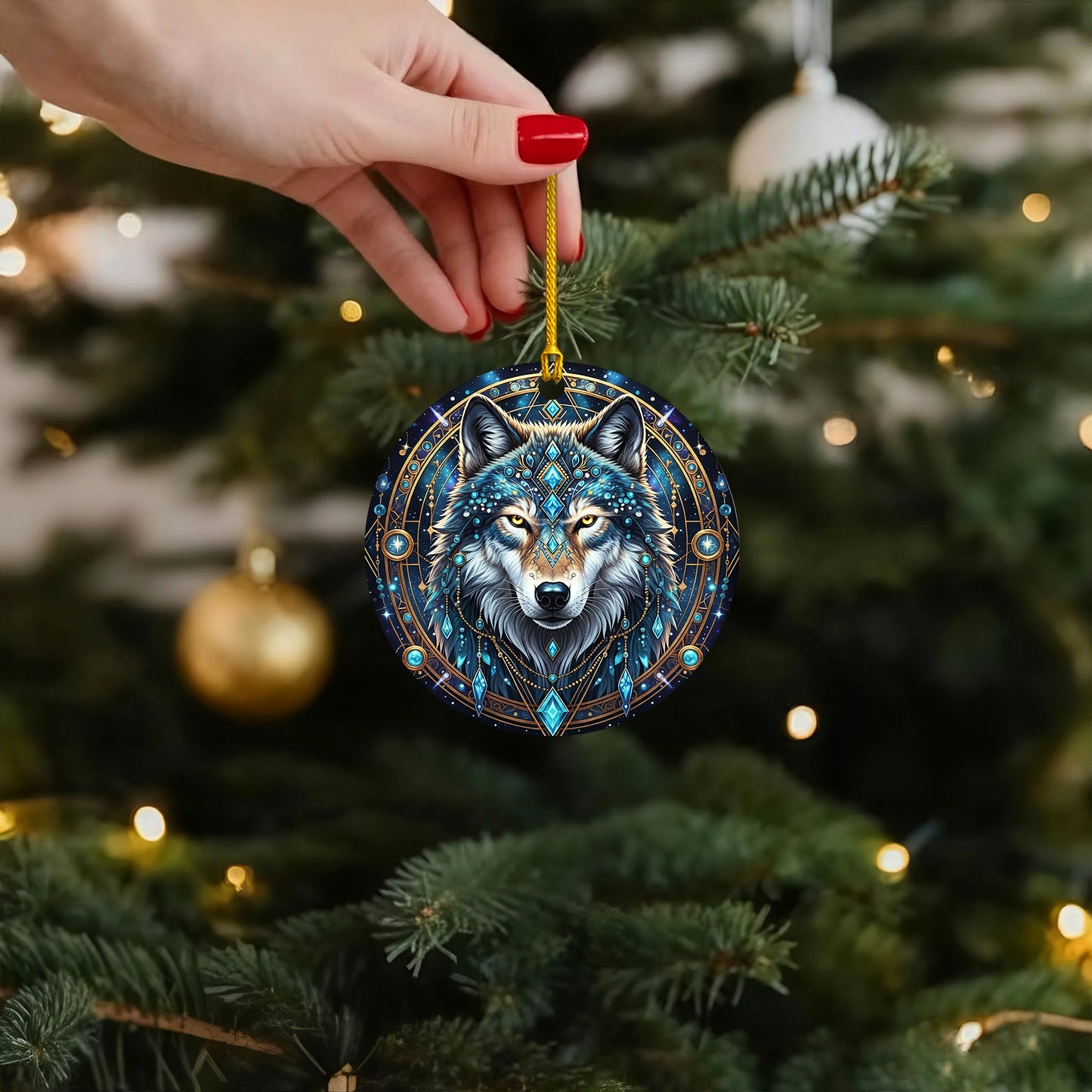 Celestial Wolf - Blue Crystal Spirit Animal - Unique Christmas Gift Decor Flat Acrylic
