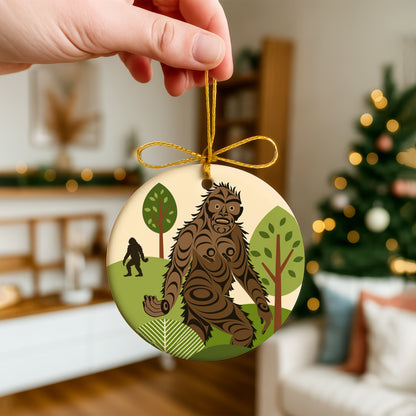 Bigfoot Ceramic Ornament – Sasquatch Forest Christmas Tree Decoration