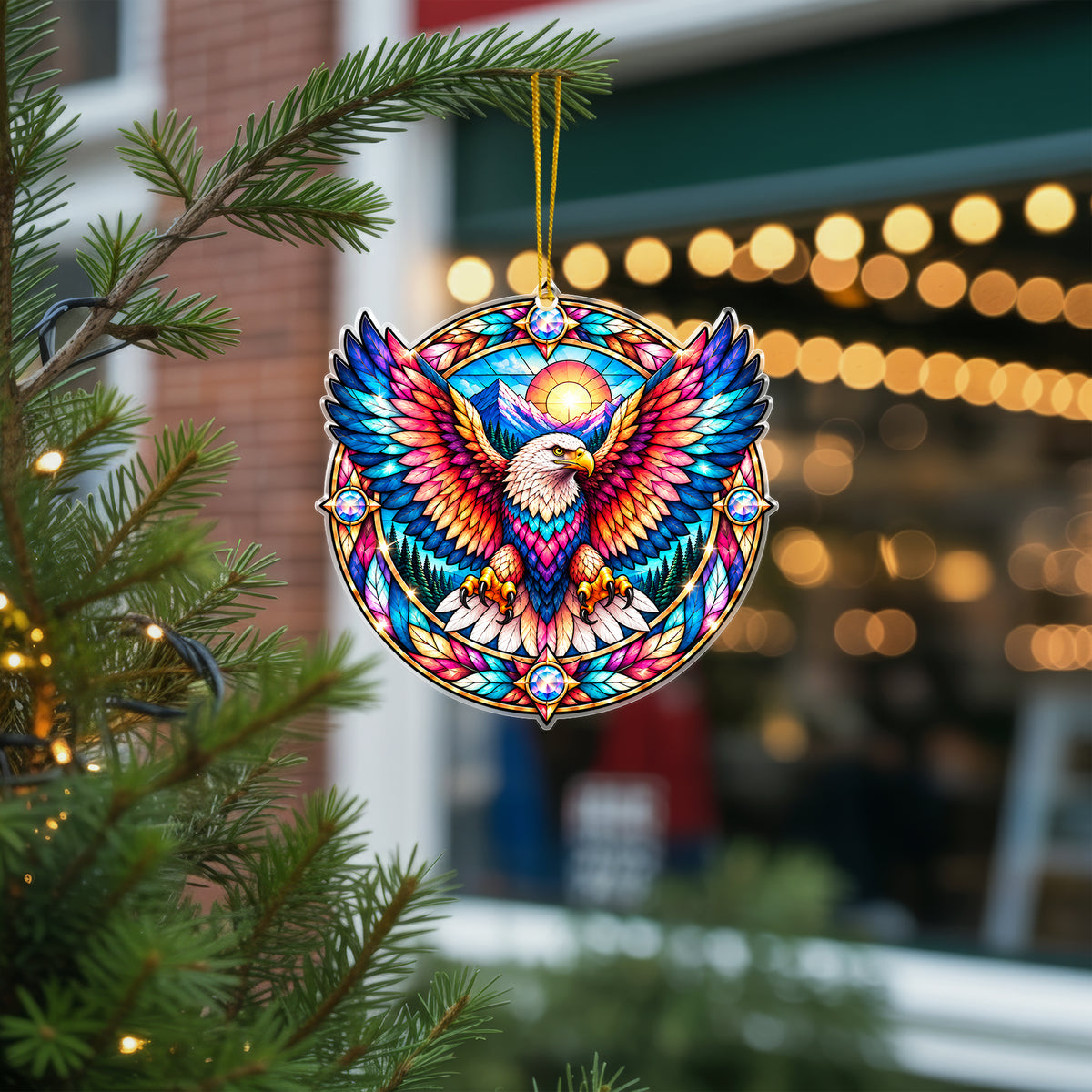 Eagle Acrylic Ornament Stained Glass Style Christmas Decor